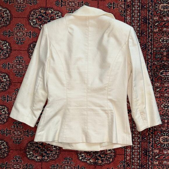 Kay Unger‎ 8 Winter Holiday White Semi-Formal Wrap Front Side Button Blazer - Picture 2 of 5